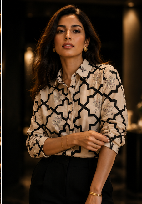 Womens Premium Printed Cotton Shirt