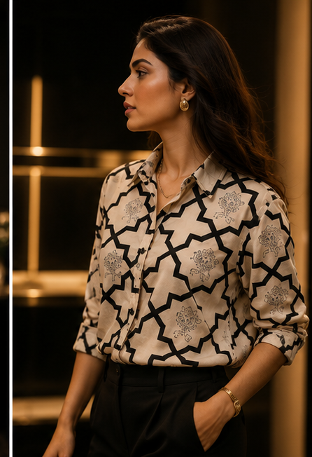 Womens Premium Printed Cotton Shirt