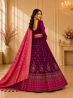 Women’s Purple Embroidered Lehenga Choli with Dupatta
