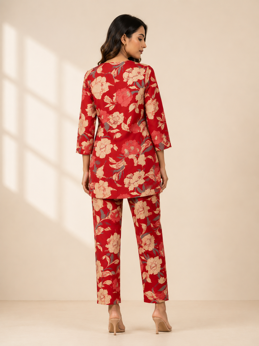 Crimson Bloom Floral Co-Ord Set