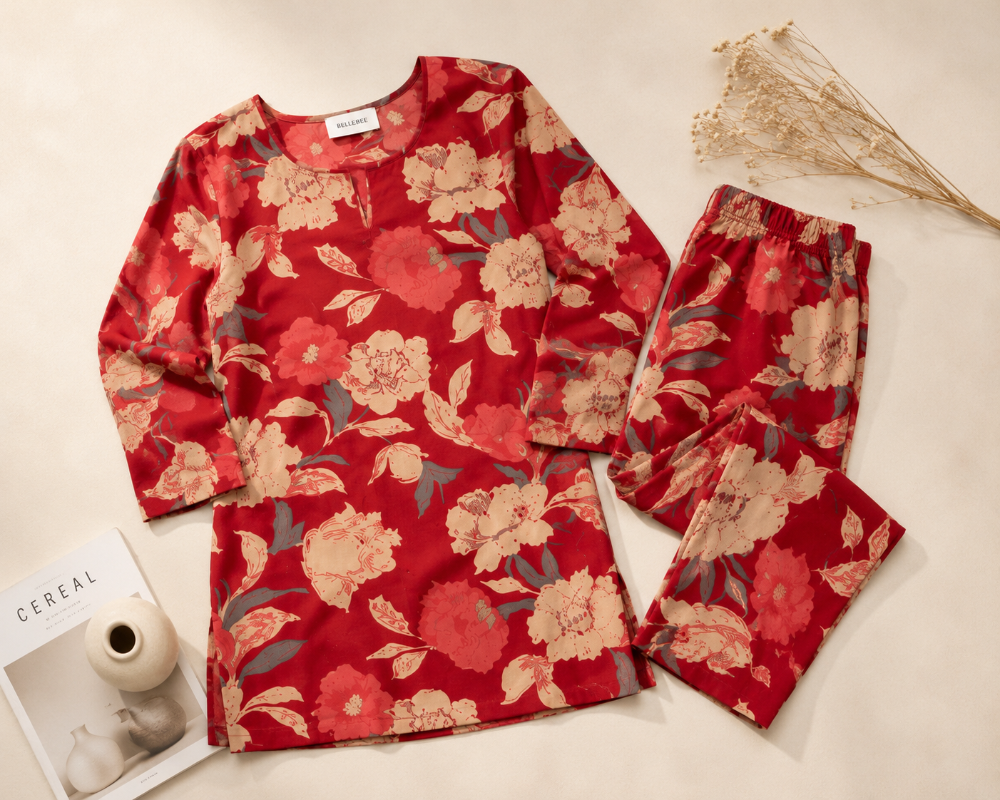 Crimson Bloom Floral Co-Ord Set
