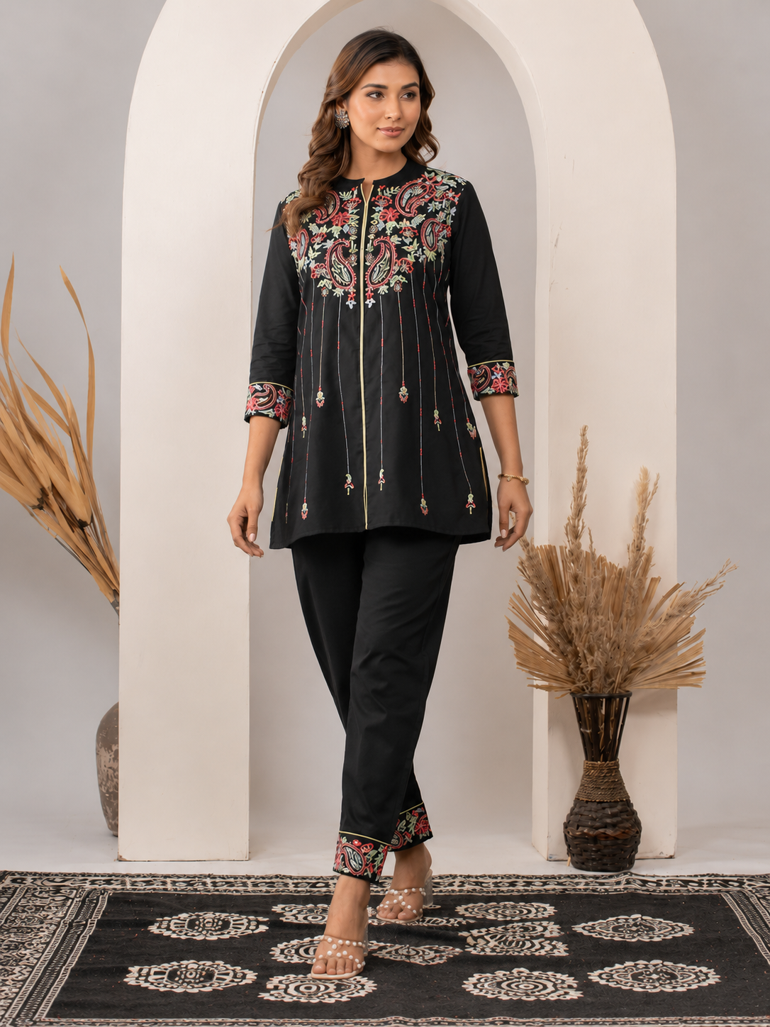 Midnight Bloom Black Co-ord Set For Women