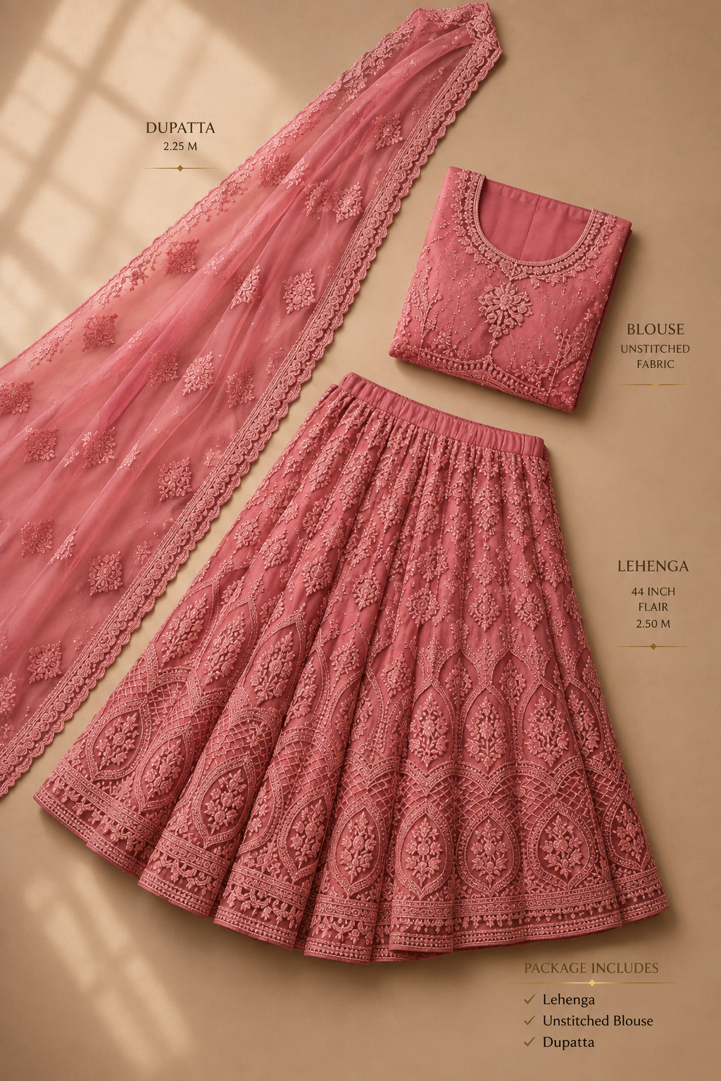 Premium Pink Embroidered Designer Lehenga Choli Set