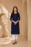 Navy Blue Straight Kurti for Women