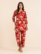 Crimson Bloom Floral Co-Ord Set