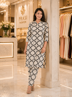 Pure Cotton Geometric Printed Kurta Pant Set