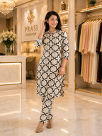 Pure Cotton Geometric Printed Kurta Pant Set