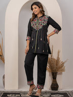 Midnight Bloom Black Co-ord Set For Women