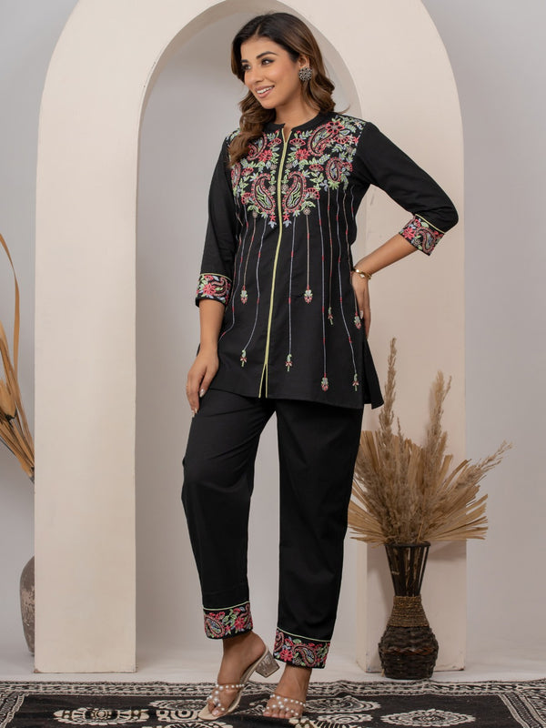 Midnight Bloom Black Co-ord Set For Women